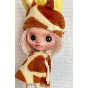 OOAK Custom Blythe Doll With Giraffe Outfit & Hat - Handcrafted